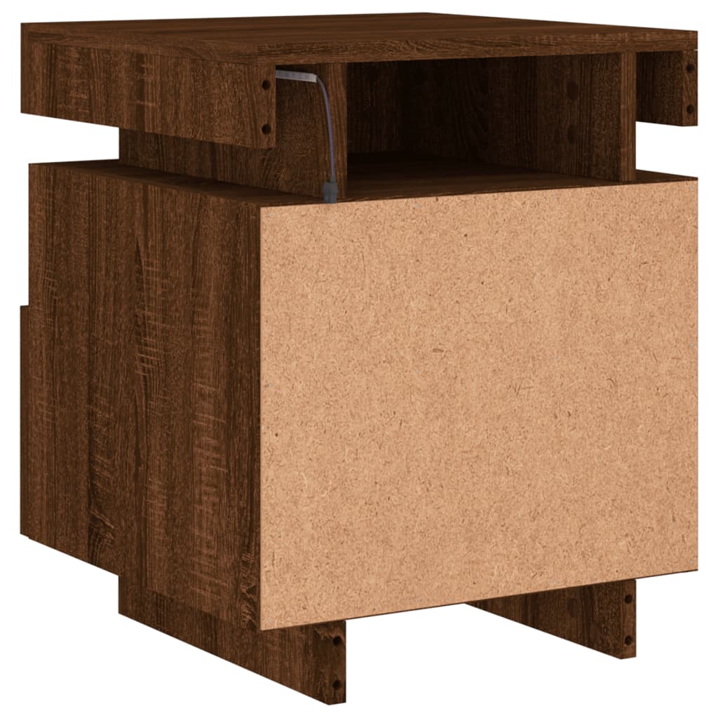 Armoire de chevet avec lumières LED chêne marron 40x39x48,5 cm