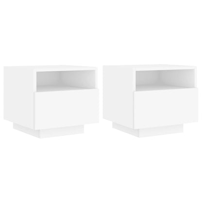 Armoires de chevet avec lumières LED 2 pcs blanc 40x39x37 cm