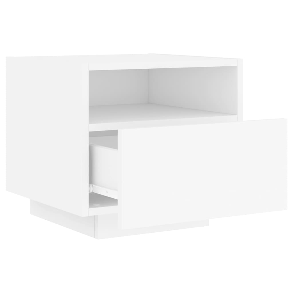 Armoires de chevet avec lumières LED 2 pcs blanc 40x39x37 cm