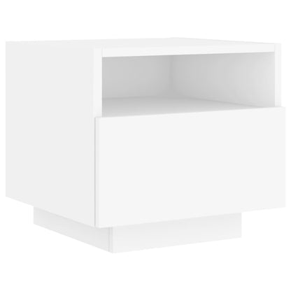 Armoires de chevet avec lumières LED 2 pcs blanc 40x39x37 cm