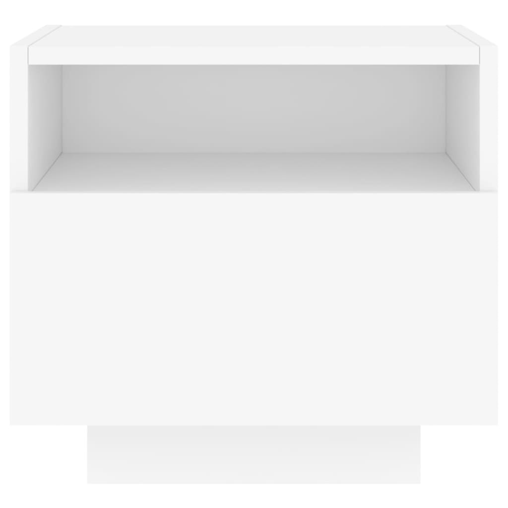 Armoires de chevet avec lumières LED 2 pcs blanc 40x39x37 cm