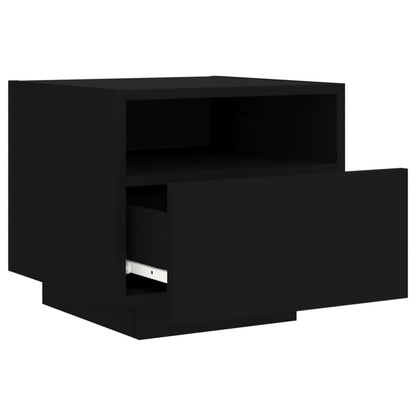 Armoires de chevet avec lumières LED 2 pcs noir 40x39x37 cm