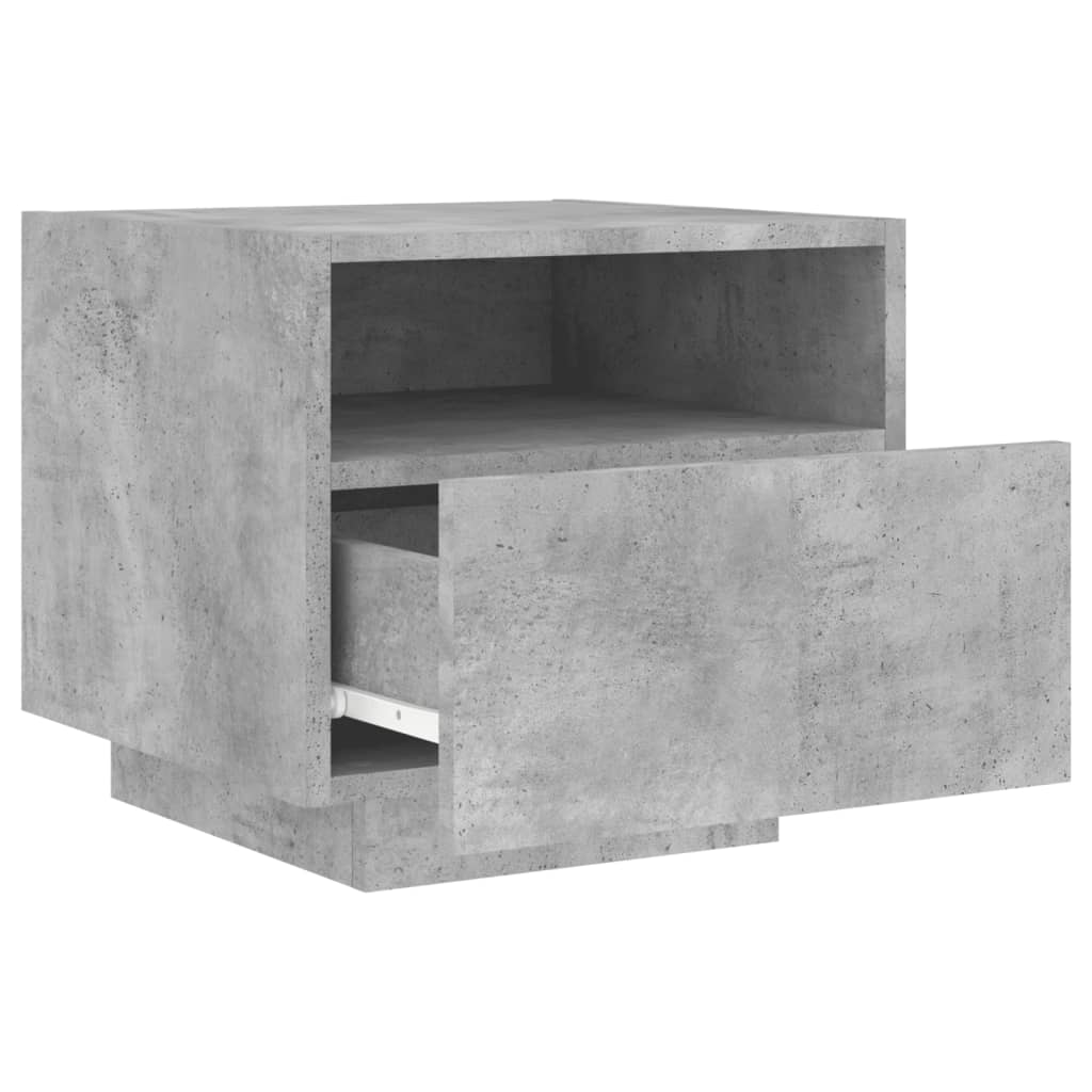 Table de chevet avec lumières LED gris béton 40x39x37 cm