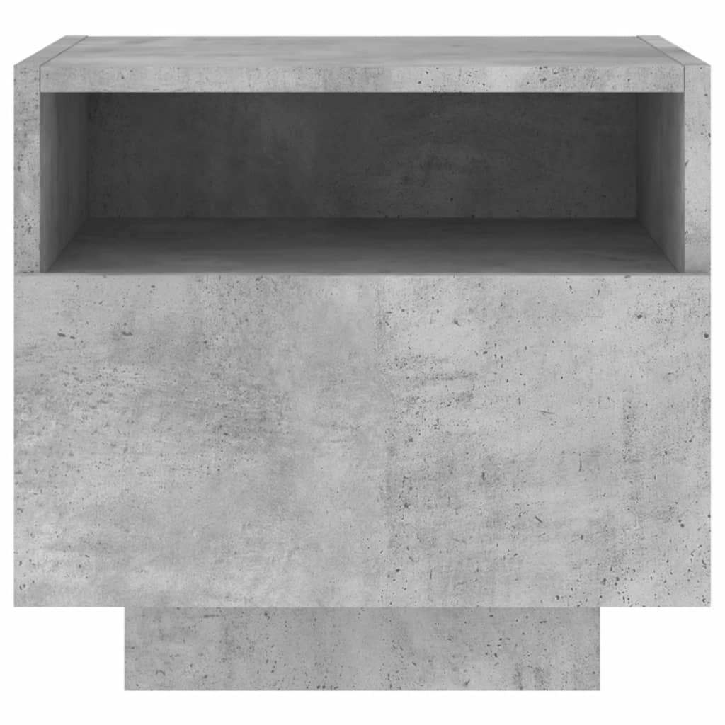 Table de chevet avec lumières LED gris béton 40x39x37 cm