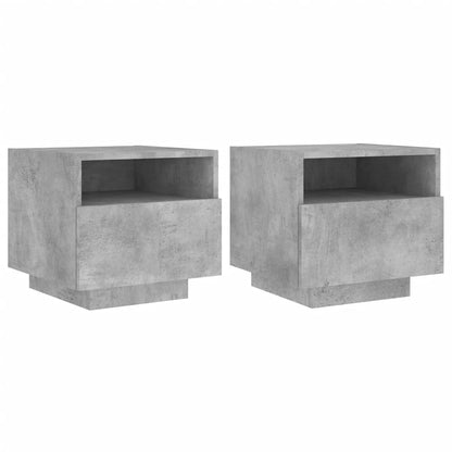 Armoires de chevet avec lumières LED 2 pcs gris béton