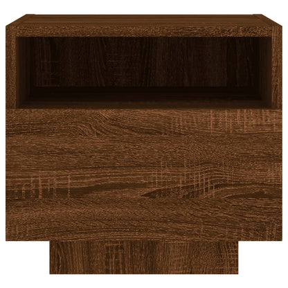 Armoires de chevet avec lumières LED 2 pcs chêne marron