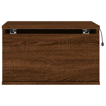 Table de chevet murale avec lumières LED chêne marron