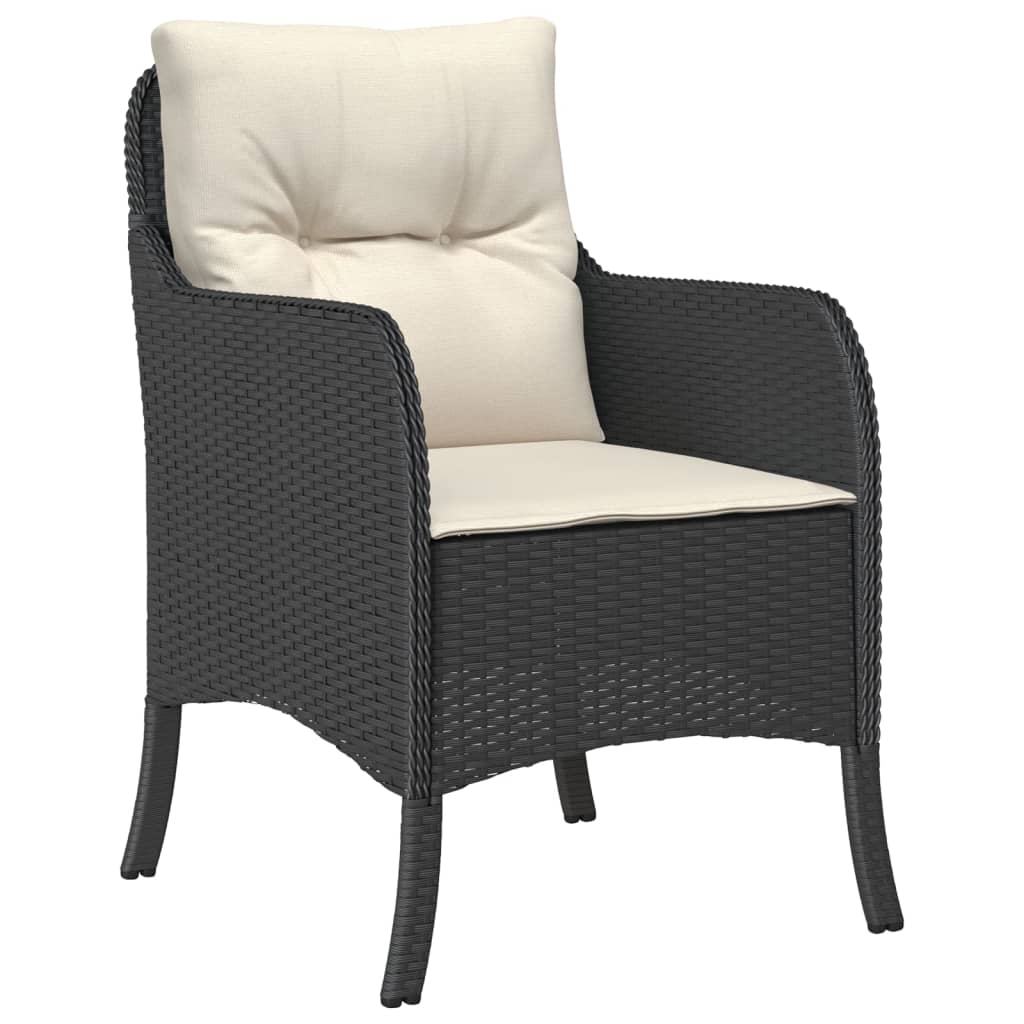 Chaises de jardin avec coussins lot de 2 noir résine tressée