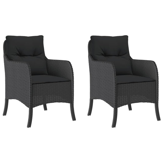 Chaises de jardin avec coussins lot de 2 noir résine tressée