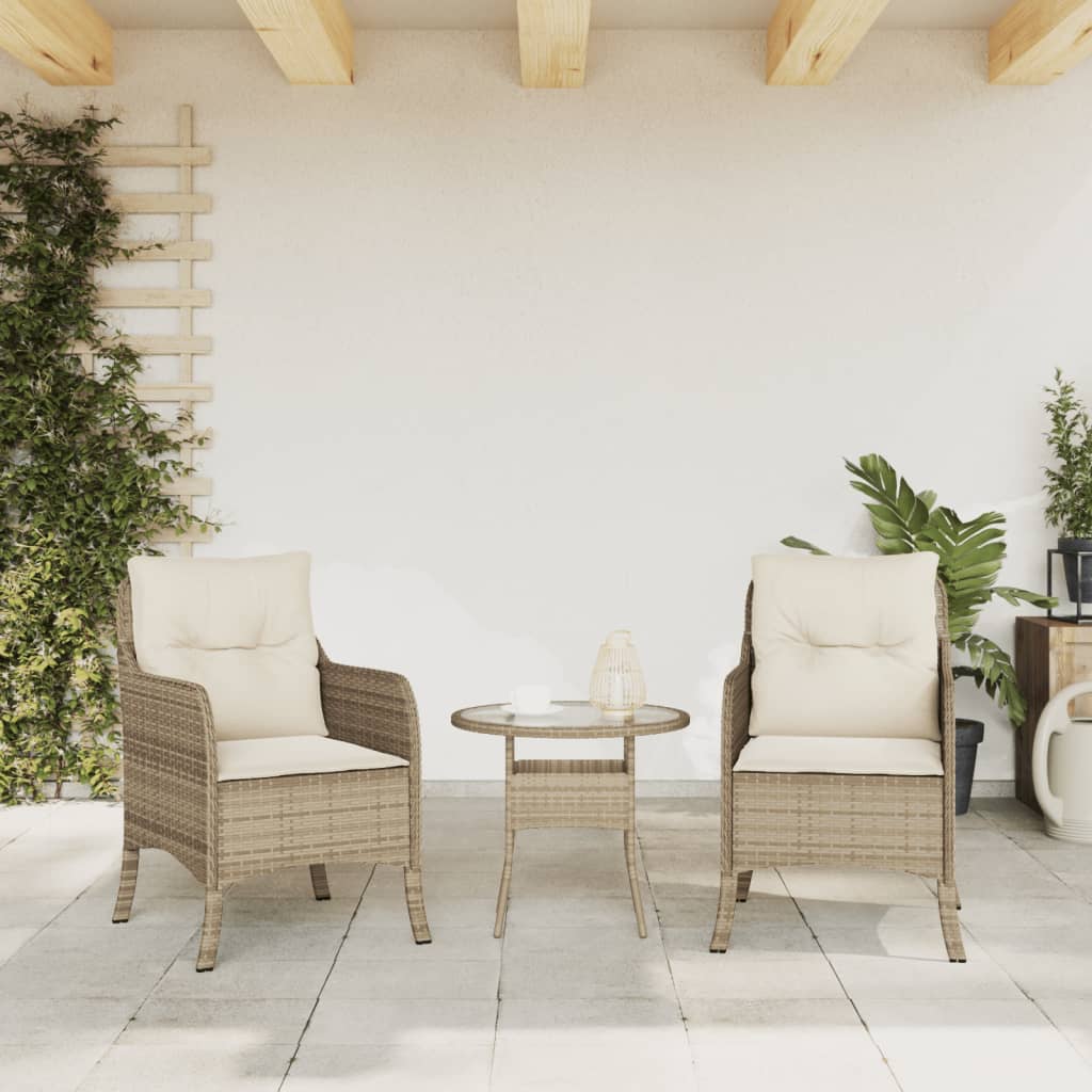 Chaises de jardin avec coussins lot de 2 beige résine tressée