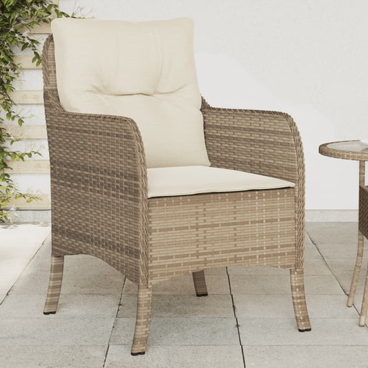 Chaises de jardin avec coussins lot de 2 beige résine tressée