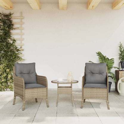 Chaises de jardin avec coussins lot de 2 mélange beige rotin