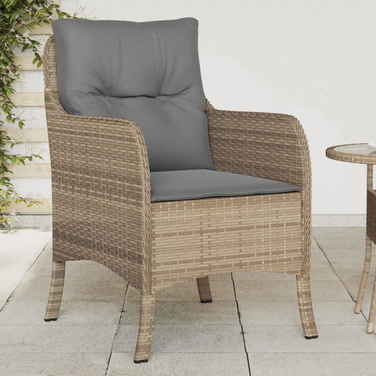 Chaises de jardin avec coussins lot de 2 mélange beige rotin