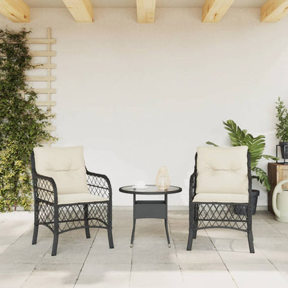 Chaises de jardin avec coussins lot de 2 noir résine tressée