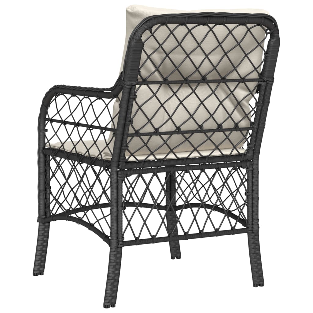 Chaises de jardin avec coussins lot de 2 noir résine tressée