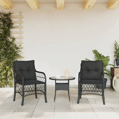 Chaises de jardin avec coussins lot de 2 noir résine tressée