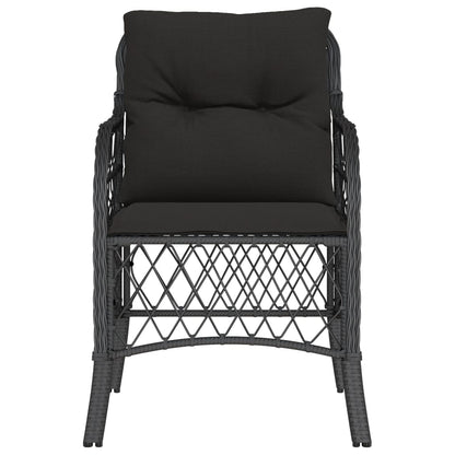 Chaises de jardin avec coussins lot de 2 noir résine tressée