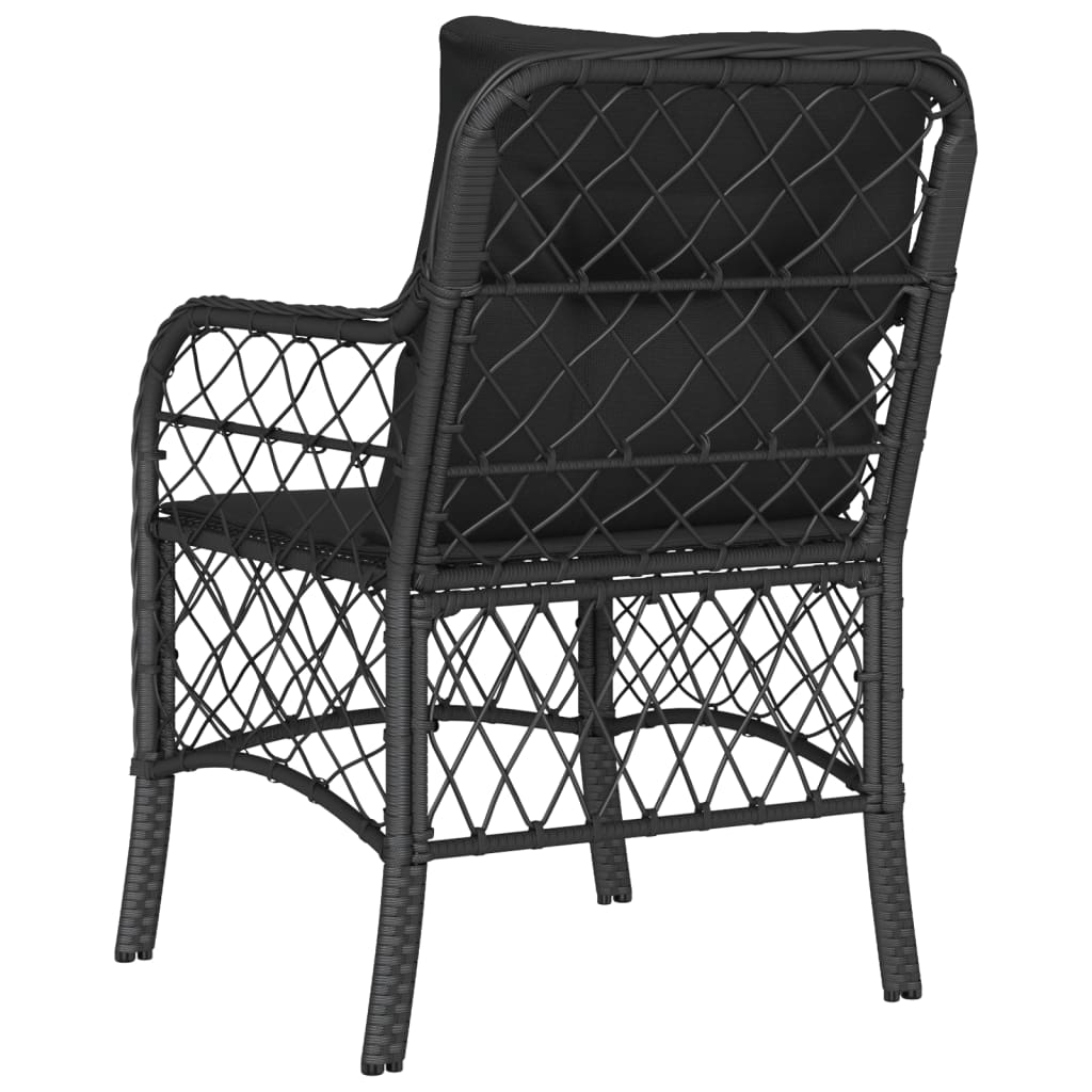 Chaises de jardin avec coussins lot de 2 noir résine tressée