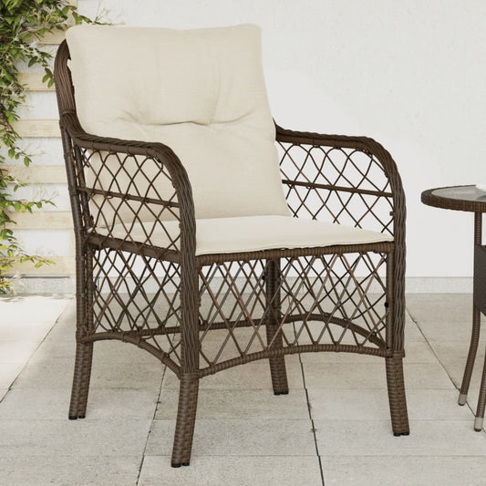 Chaises de jardin avec coussins lot de 2 marron résine tressée