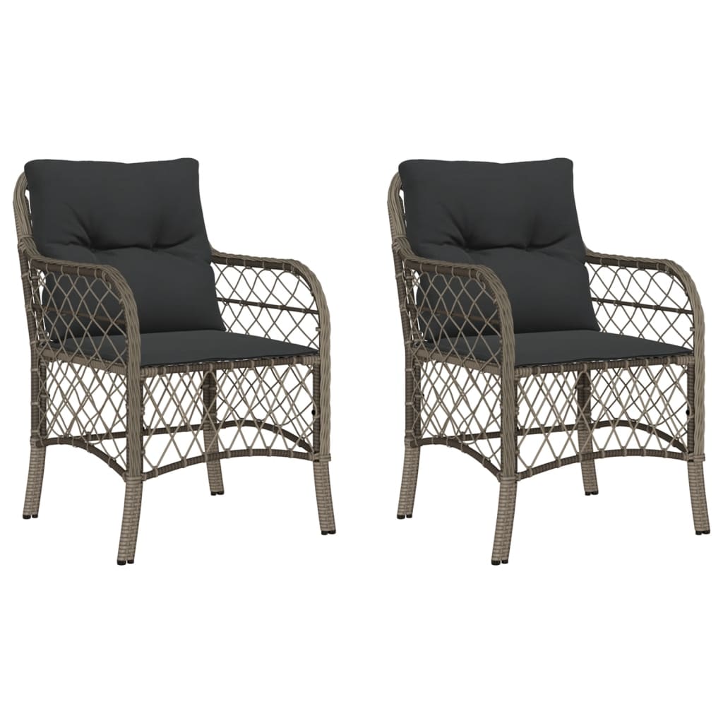 Chaises de jardin avec coussins lot de 2 gris résine tressée