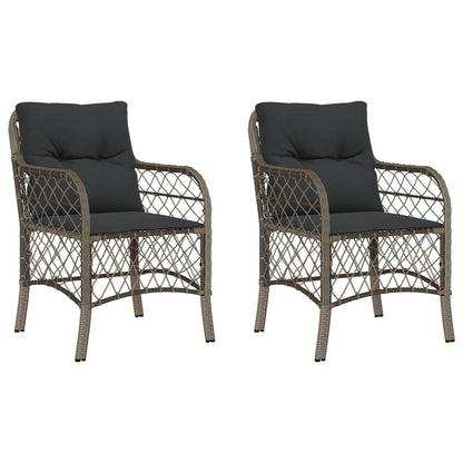 Chaises de jardin avec coussins lot de 2 gris résine tressée