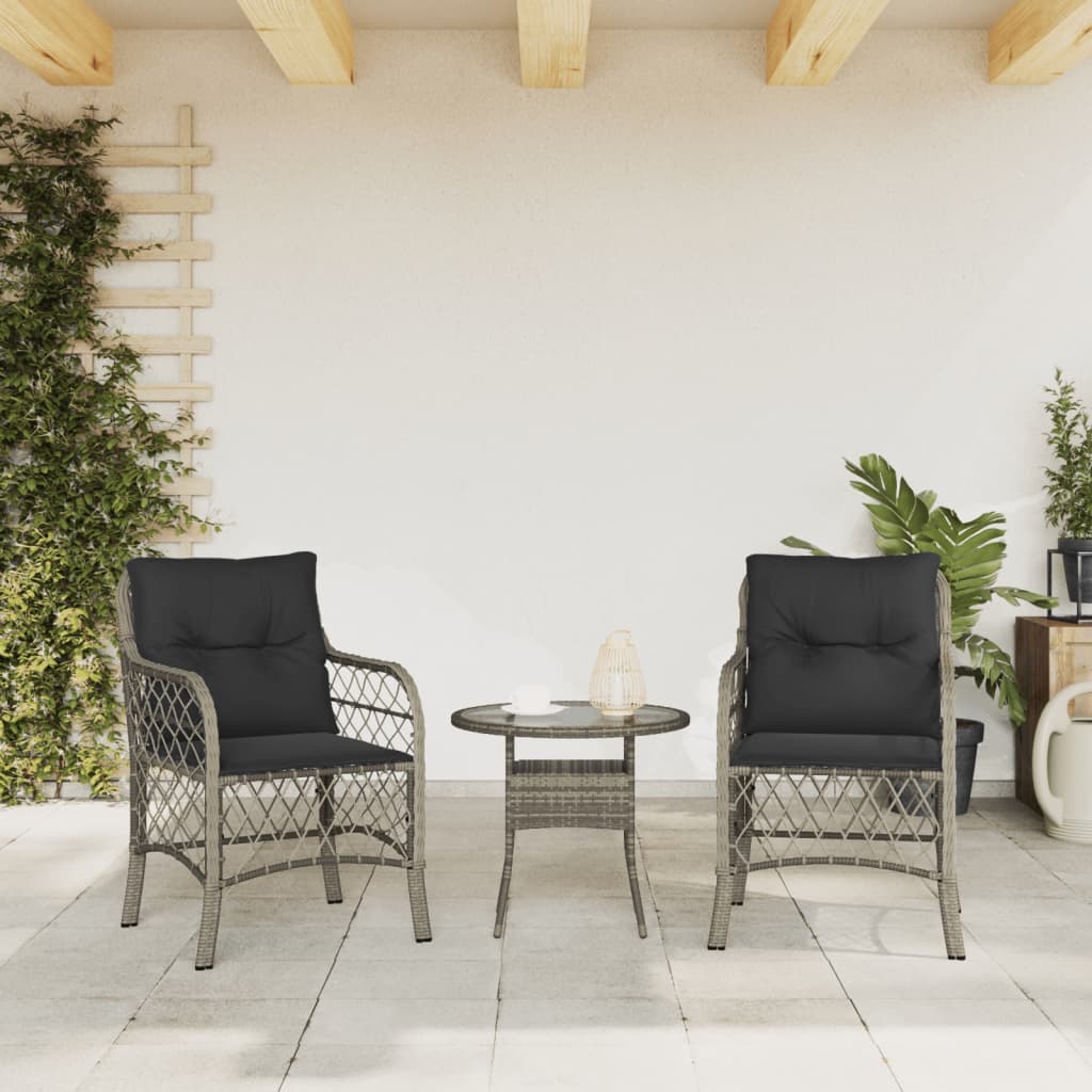 Chaises de jardin avec coussins lot de 2 gris résine tressée