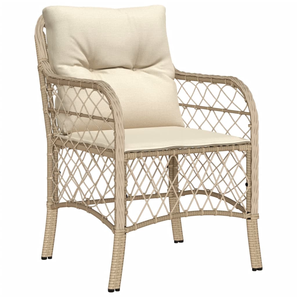 Chaises de jardin avec coussins lot de 2 beige résine tressée