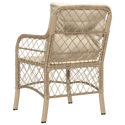 Chaises de jardin avec coussins lot de 2 beige résine tressée