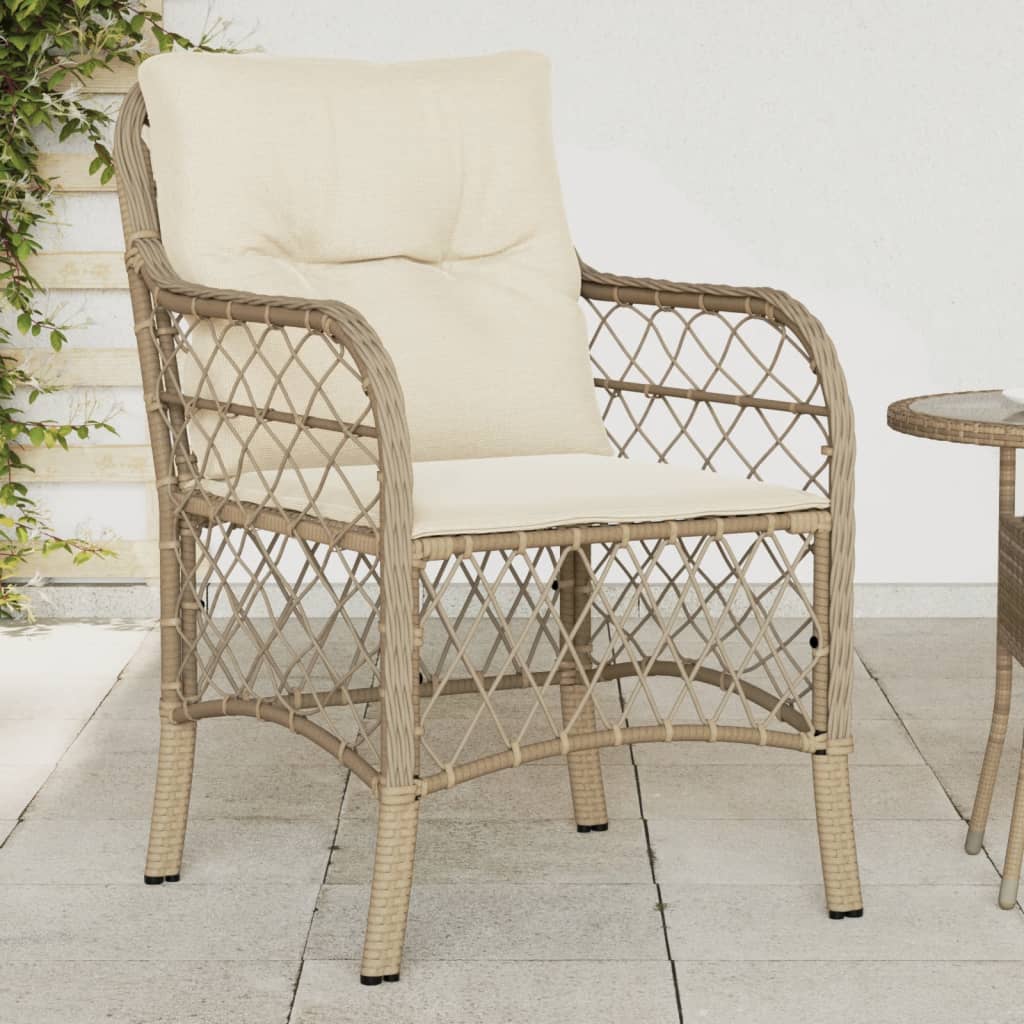 Chaises de jardin avec coussins lot de 2 beige résine tressée