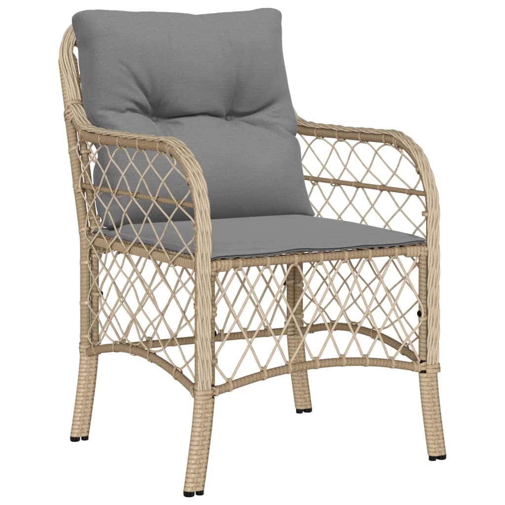 Chaises de jardin avec coussins lot de 2 mélange beige rotin