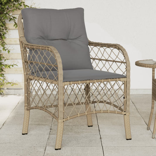 Chaises de jardin avec coussins lot de 2 mélange beige rotin