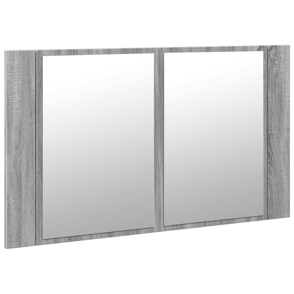 Armoire de salle de bain à miroir LED sonoma gris 80x12x45 cm