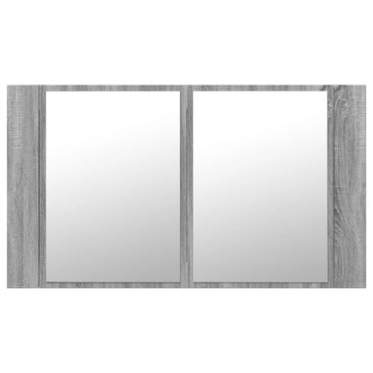 Armoire de salle de bain à miroir LED sonoma gris 80x12x45 cm