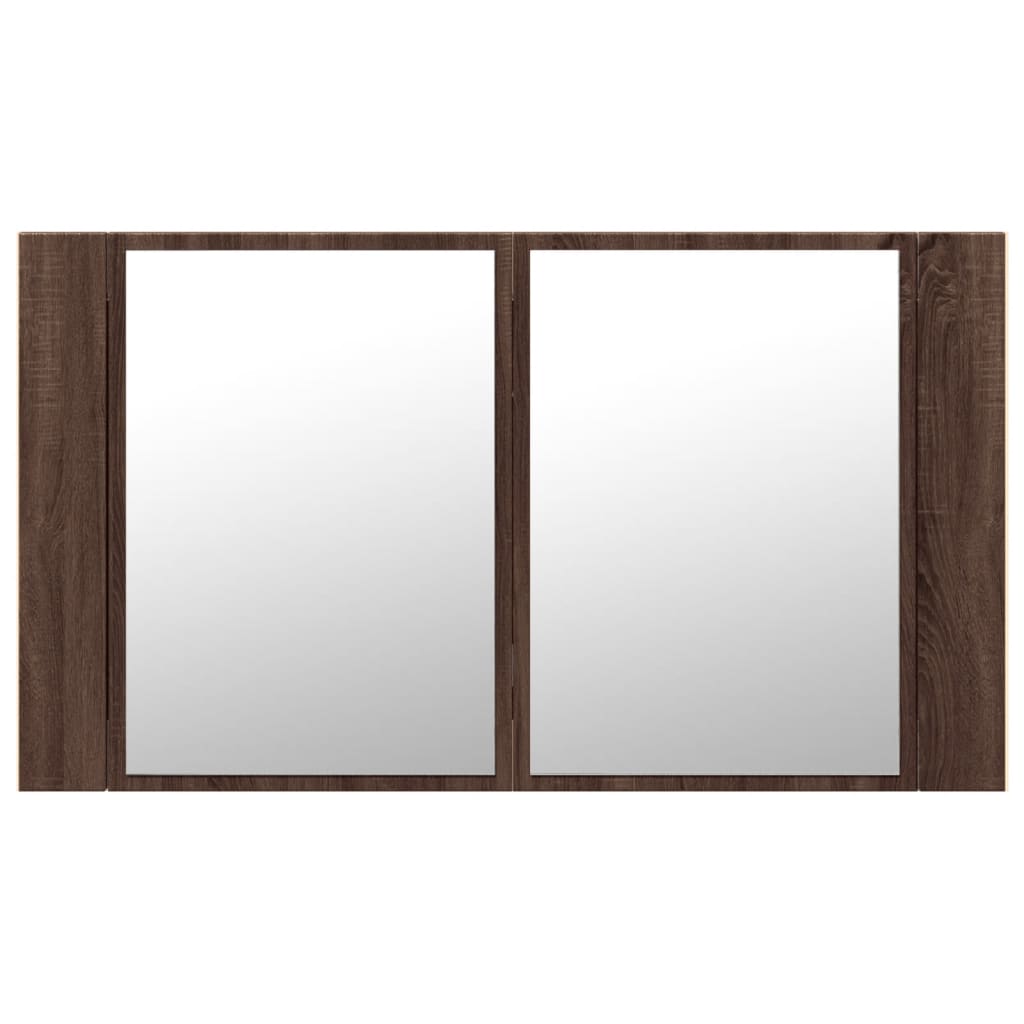 Armoire à miroir à LED de bain chêne marron 80x12x45 cm