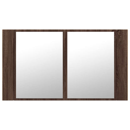 Armoire à miroir à LED de bain chêne marron 80x12x45 cm