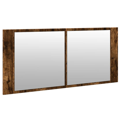 Armoire à miroir à LED de bain chêne fumé 100x12x45 cm