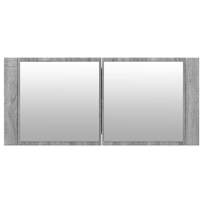 Armoire à miroir à LED de bain gris sonoma 100x12x45 cm