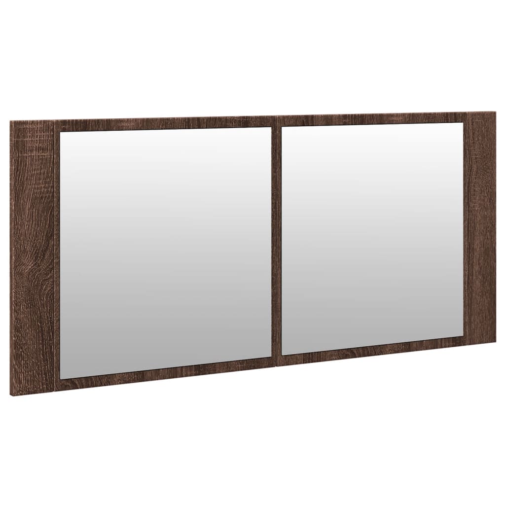 Armoire à miroir à LED de bain chêne marron 100x12x45 cm