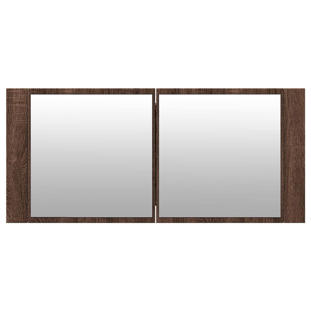 Armoire à miroir à LED de bain chêne marron 100x12x45 cm