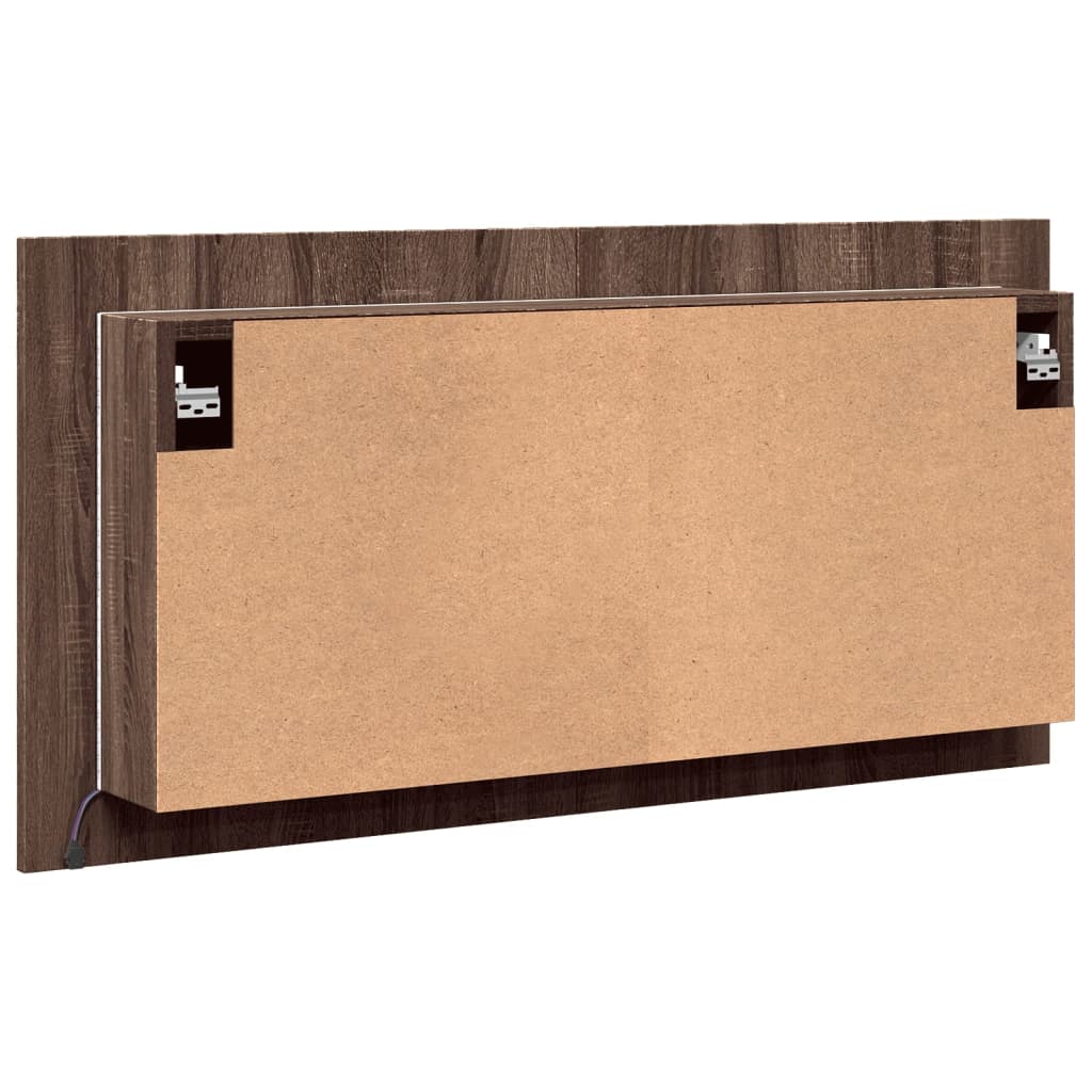 Armoire à miroir à LED de bain chêne marron 90x12x45 cm