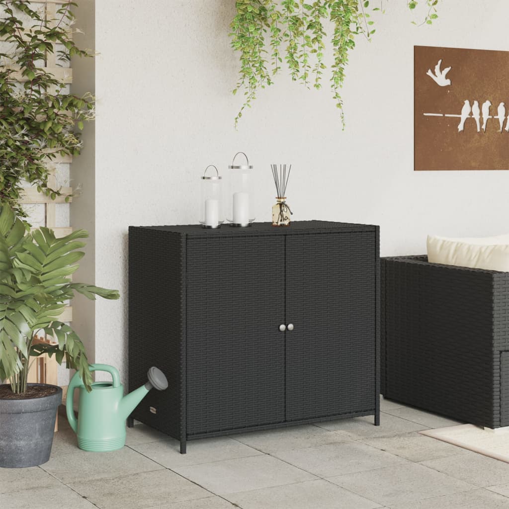 Armoire de rangement de jardin noir 83x45x76 cm résine tressée