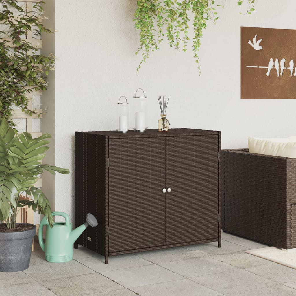 Armoire de rangement de jardin marron 83x45x76cm résine tressée