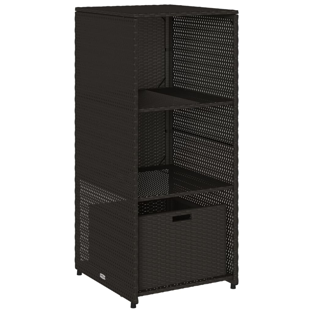 Armoire de rangement de jardin noir 50x55x115 cm résine tressée