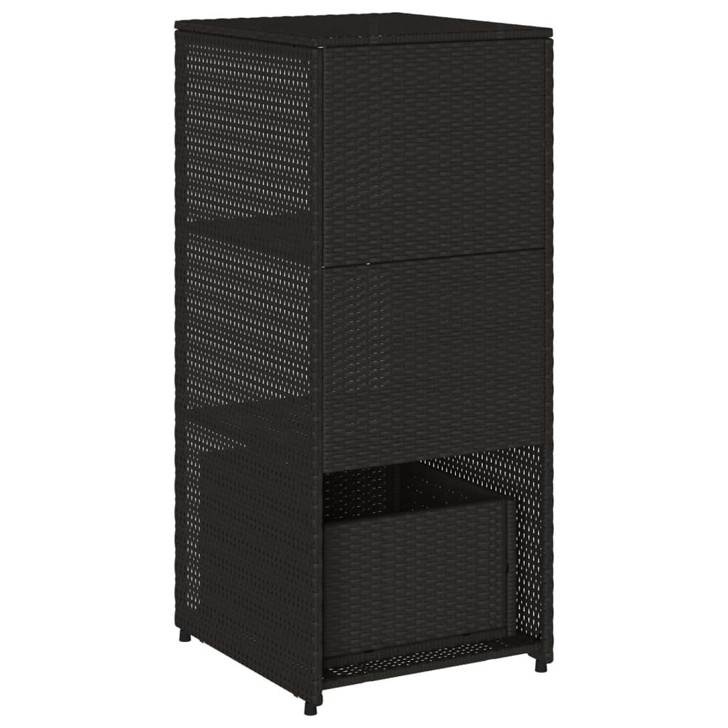 Armoire de rangement de jardin noir 50x55x115 cm résine tressée