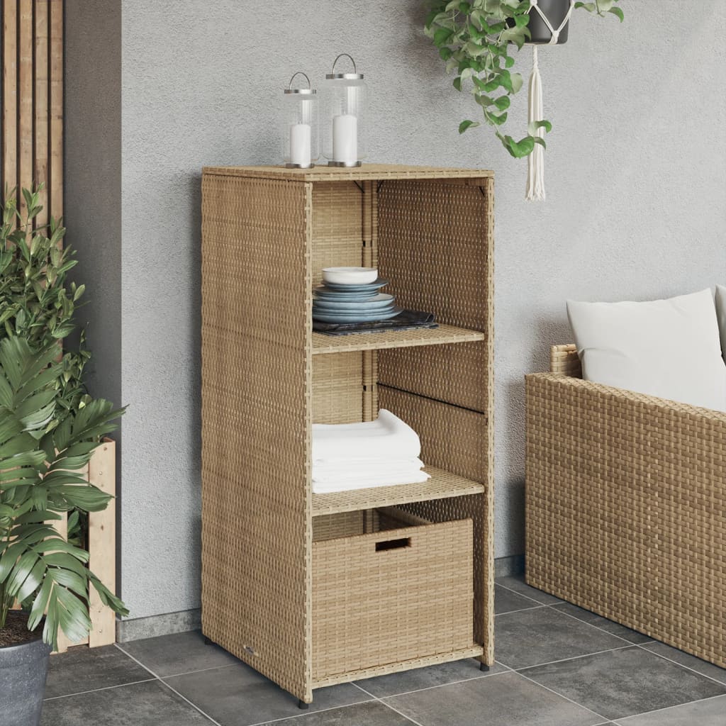 Armoire de rangement de jardin beige 50x55x115cm résine tressée