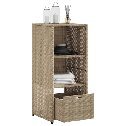 Armoire de rangement de jardin beige 50x55x115cm résine tressée