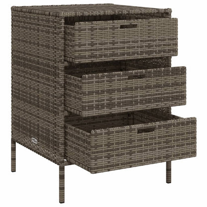 Armoire de rangement de jardin et 3 tiroirs gris résine tressée