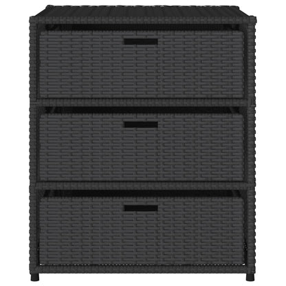 Armoire de rangement de jardin noir 55x59x69 cm résine tressée