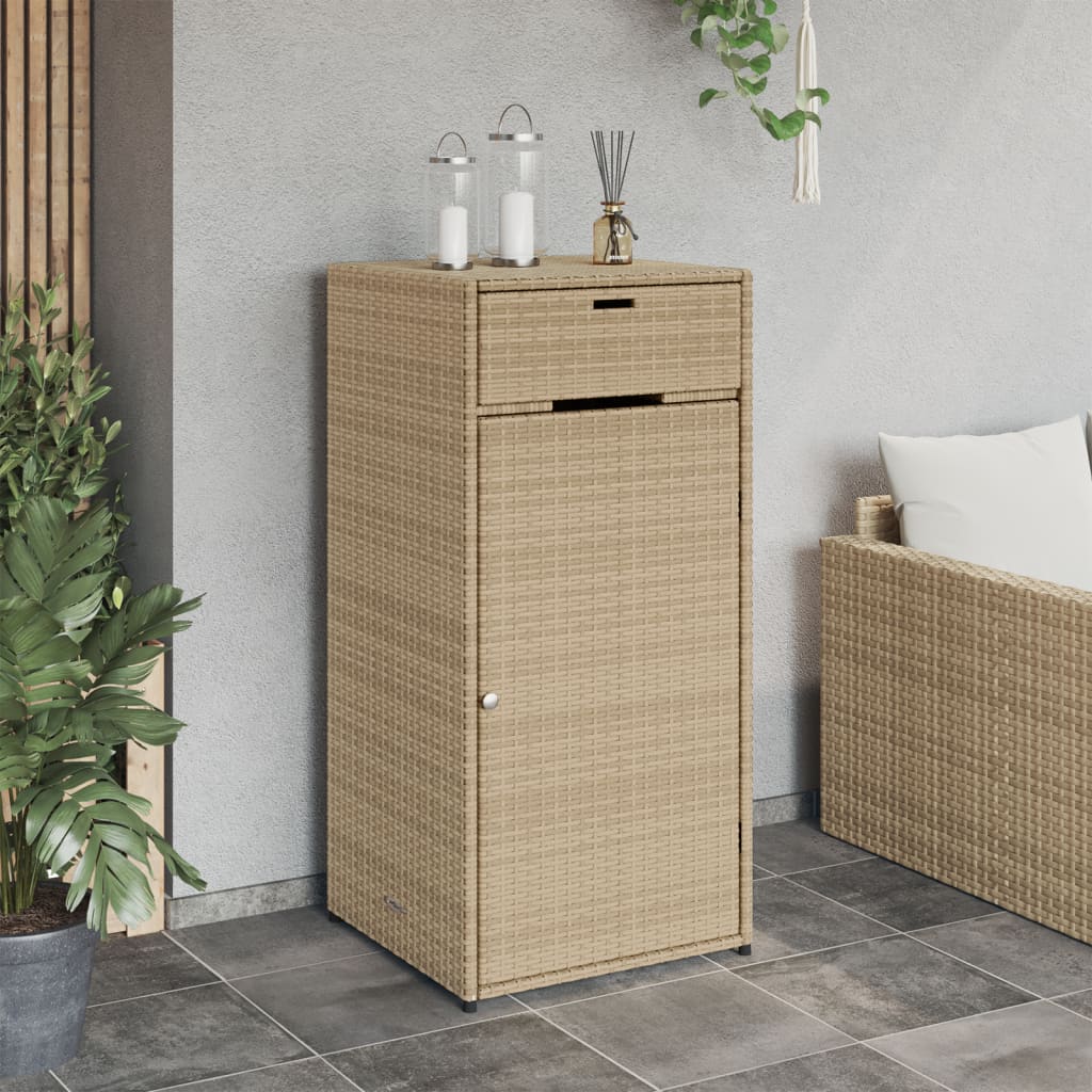 Armoire de rangement de jardin beige 55x55x111cm résine tressée