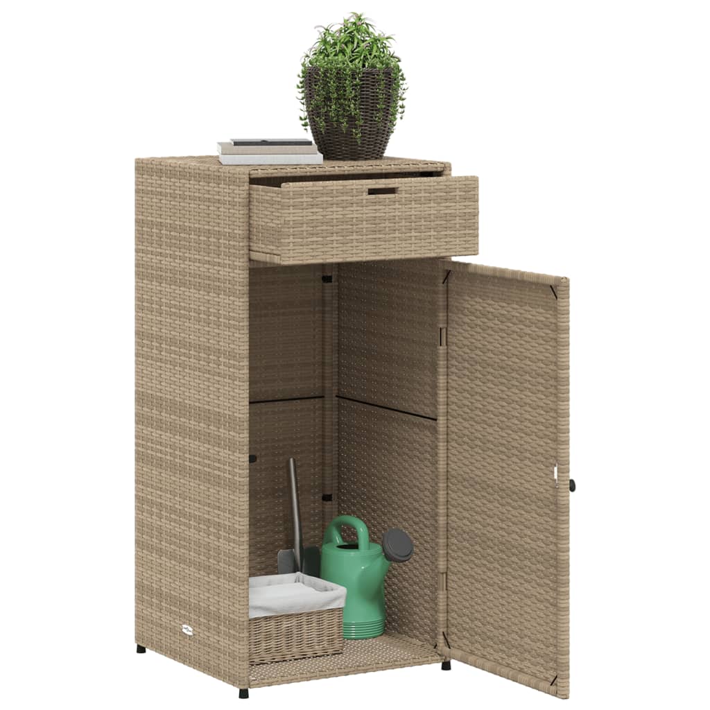 Armoire de rangement de jardin beige 55x55x111cm résine tressée